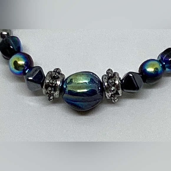 Galaxy themed bracelet with jet glass beads - Picture 2 of 3